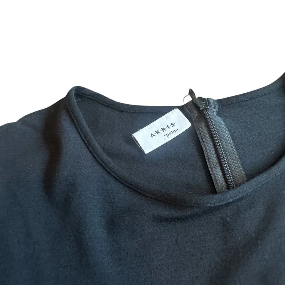 Akris Punto Long Sleeve Shirt Crew Neck Mesh Sleeves Pullover Size 8 Women's - Picture 6 of 11